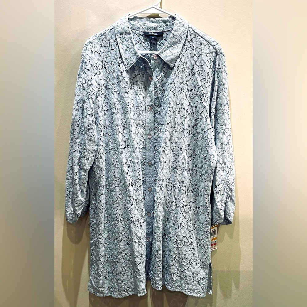 NWT Style & Co Blue Lace Shirt Dress Size 3XL